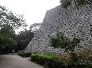 High stone wall of Marugame Castle