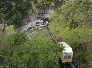 Cable car open-air bath in Iya Onsen