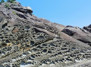 Rocks like honeycomb in Minokoshi coast