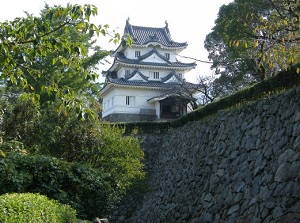 Castle tower and stone wall of Uwajima Castle