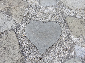 A heart-shaped stone in Glover Garden