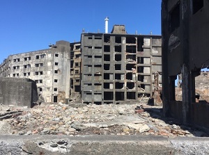 Ruin of the town in Gunkanjima