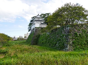 Stone wall and moat of Shimabara Castle