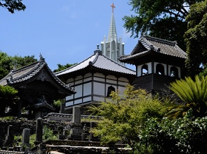 Western church and Buddhist temple in Hirado