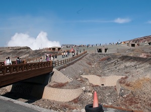 Around the crater of Nakadake of Mount Aso