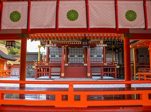 Honden behind of corridor in Usa Shrine