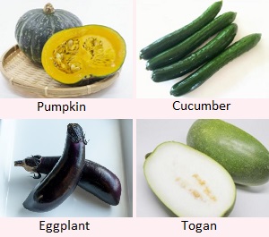 Kabocha, Kyuuri, Nasu, Togan