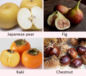 Nashi, Ichijiku, Kaki, Kuri