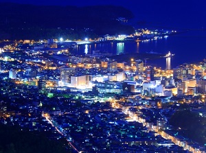 Night view of central Otaru from Mt.Tengu