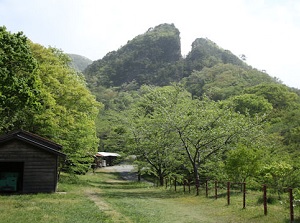 Mountain with huge gap in Sado gold mine