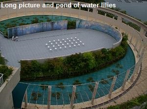 Long picture and pond of water lilies in Otsuka Museum of Art